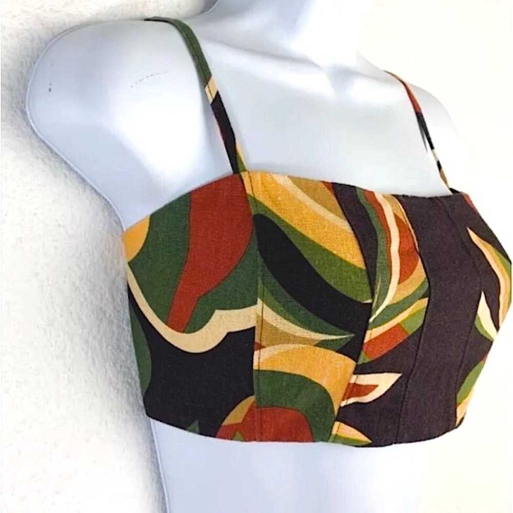 House of Harlow 1960 Linen Blend Cropped Top Size Large